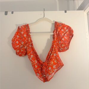 Floral Red Women's Top